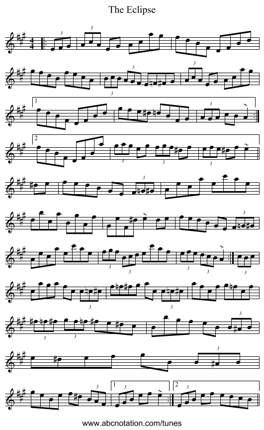 The Eclipse - staff notation