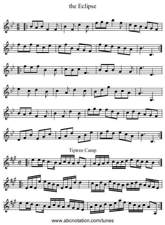 the Eclipse - staff notation