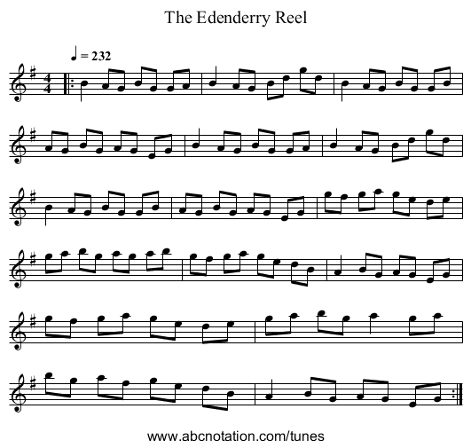 The Edenderry Reel - staff notation