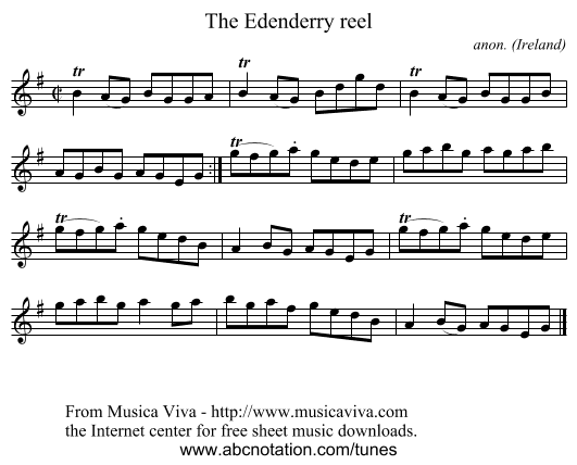 The Edenderry reel - staff notation