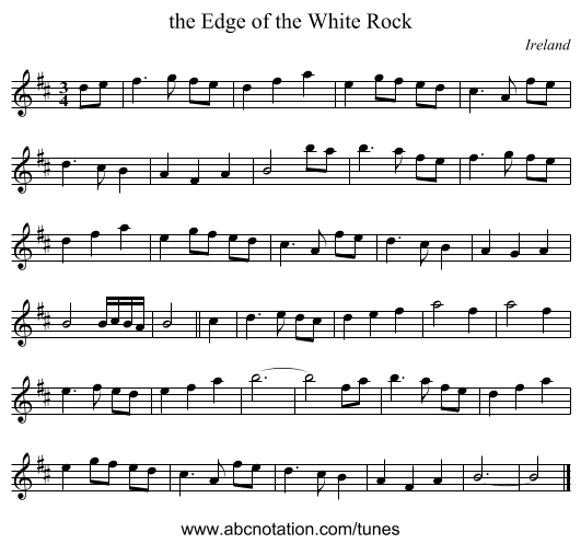 the Edge of the White Rock - staff notation