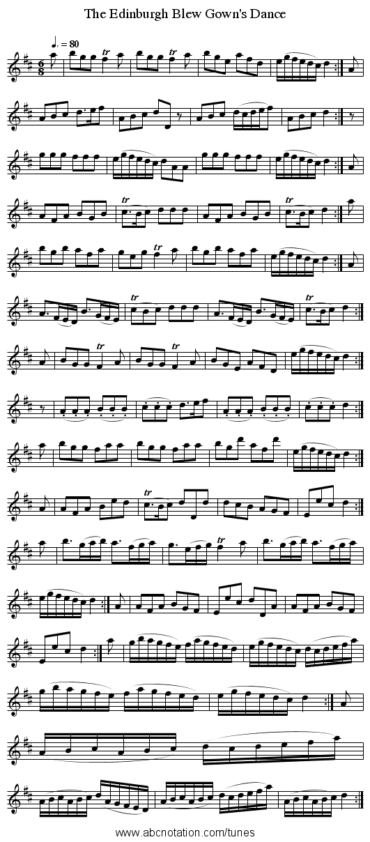 The Edinburgh Blew Gown's Dance - staff notation