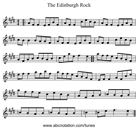 The Edinburgh Rock - staff notation