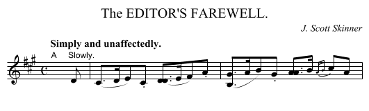 The EDITOR'S FAREWELL. - staff notation