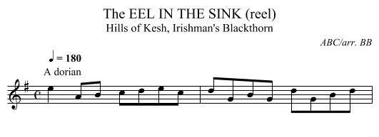 The EEL IN THE SINK (reel) - staff notation
