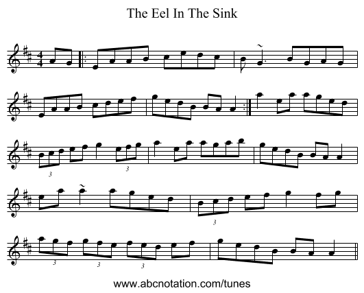 The Eel In The Sink - staff notation