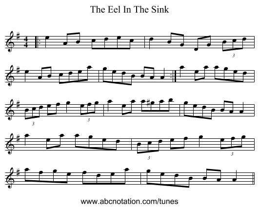 The Eel In The Sink - staff notation