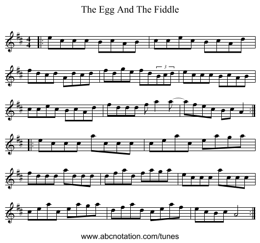 The Egg And The Fiddle - staff notation
