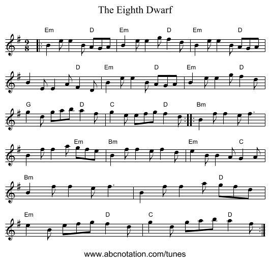 The Eighth Dwarf - staff notation