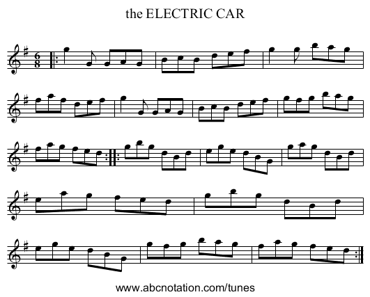 the ELECTRIC CAR - staff notation