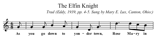 The Elfin Knight - staff notation