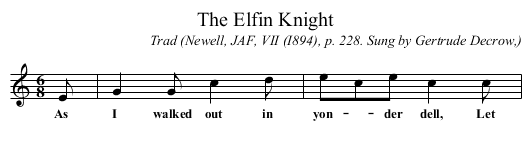 The Elfin Knight - staff notation