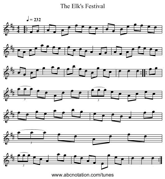 The Elk's Festival - staff notation
