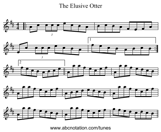 The Elusive Otter - staff notation