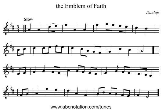 the Emblem of Faith - staff notation