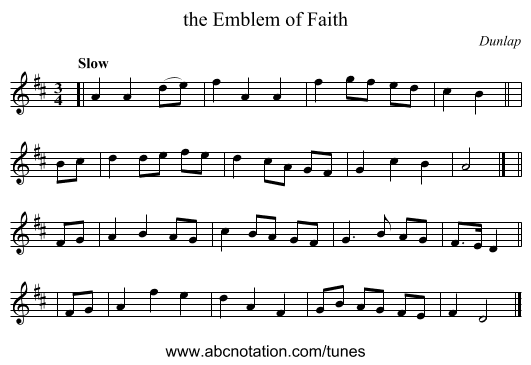 the Emblem of Faith - staff notation