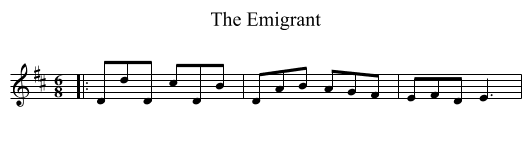 The Emigrant - staff notation
