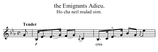the Emigrants Adieu. - staff notation