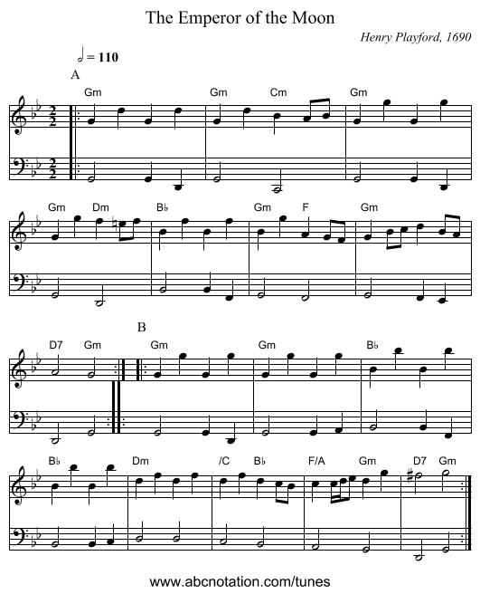 The Emperor of the Moon - staff notation
