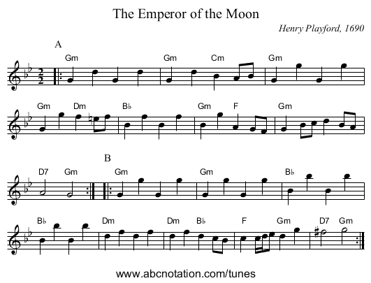 The Emperor of the Moon - staff notation