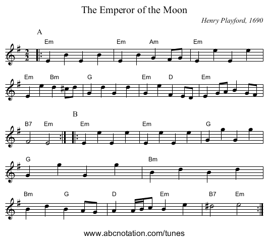 The Emperor of the Moon - staff notation