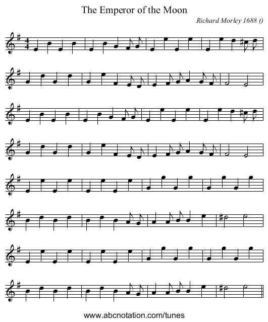 The Emperor of the Moon - staff notation