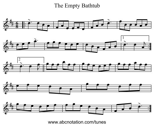 The Empty Bathtub - staff notation