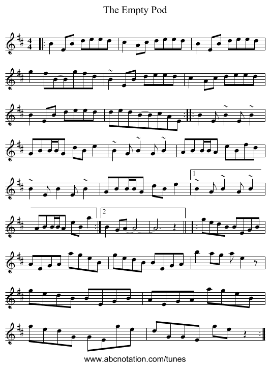 The Empty Pod - staff notation