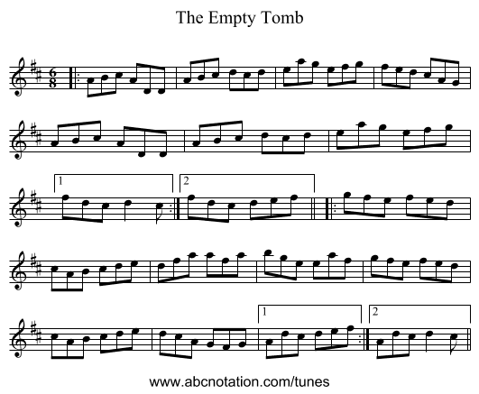 The Empty Tomb - staff notation