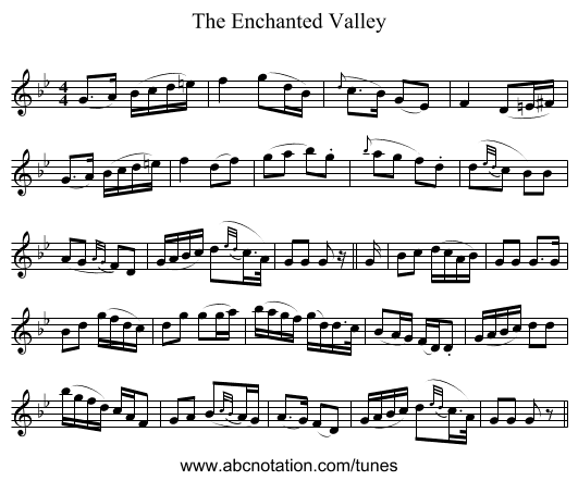 The Enchanted Valley - staff notation