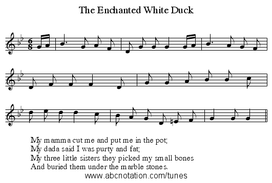 The Enchanted White Duck - staff notation