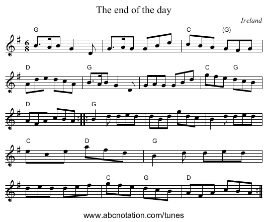 The end of the day - staff notation