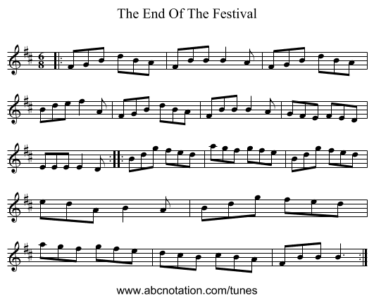 The End Of The Festival - staff notation