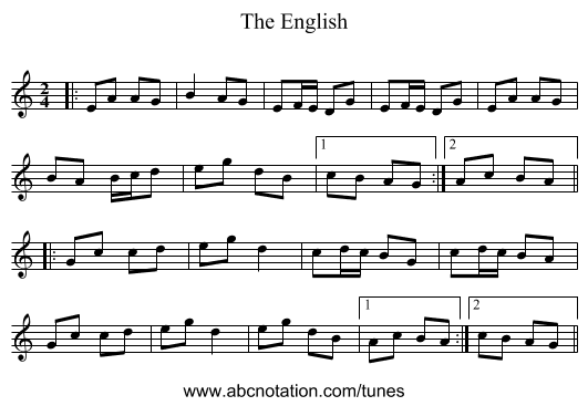 The English - staff notation