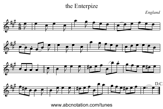 the Enterpize - staff notation