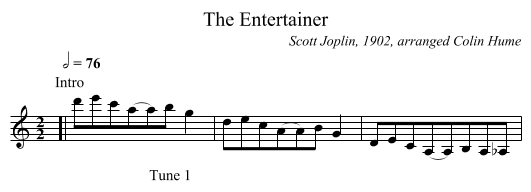 The Entertainer - staff notation