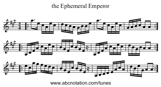 the Ephemeral Emperor - staff notation