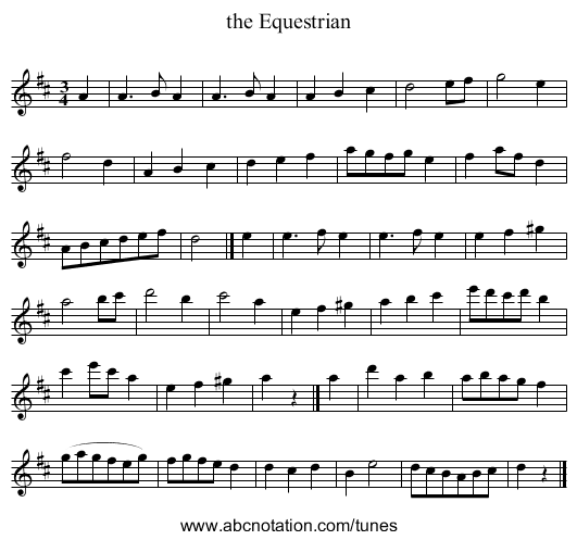 the Equestrian - staff notation