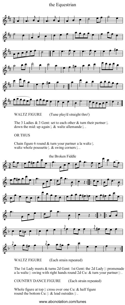 the Equestrian - staff notation