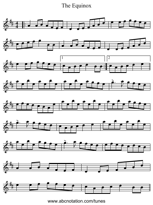 The Equinox - staff notation