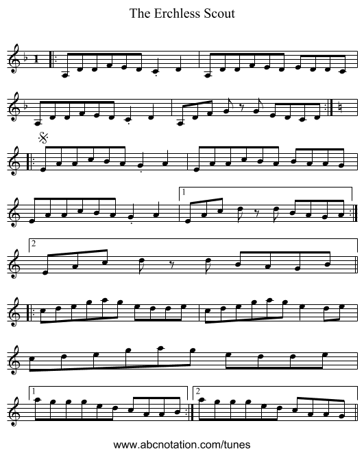 The Erchless Scout - staff notation