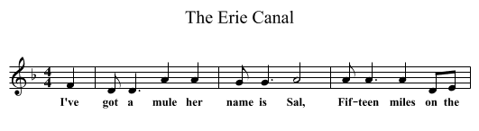 The Erie Canal - staff notation