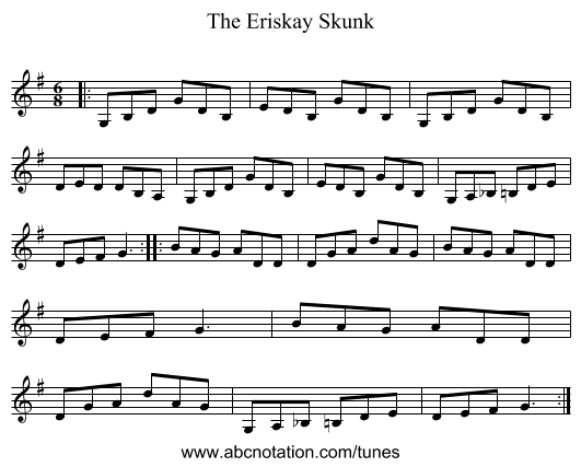 The Eriskay Skunk - staff notation
