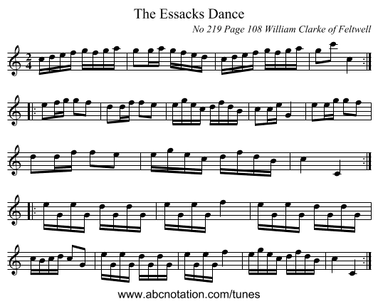 The Essacks Dance - staff notation