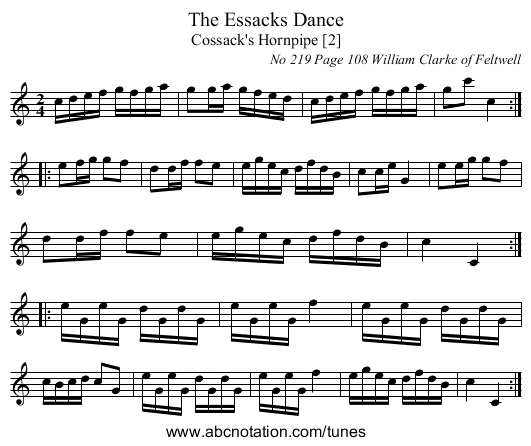 The Essacks Dance - staff notation