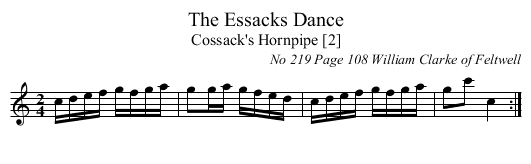 The Essacks Dance - staff notation