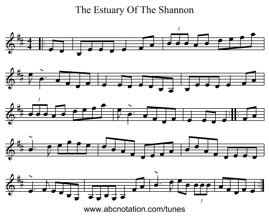 The Estuary Of The Shannon - staff notation