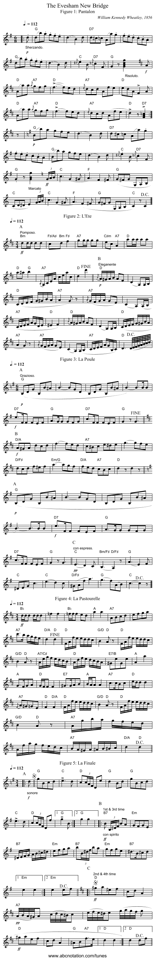 The Evesham New Bridge - staff notation