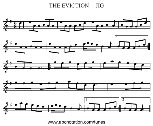 THE EVICTION -- JIG - staff notation