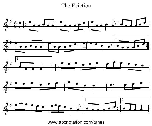 The Eviction - staff notation